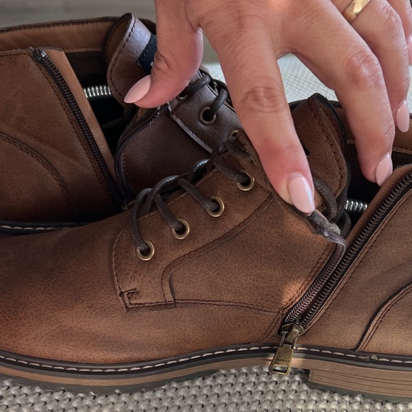 Steve Madden Tan Leather Lace-Up Boots main image 8
